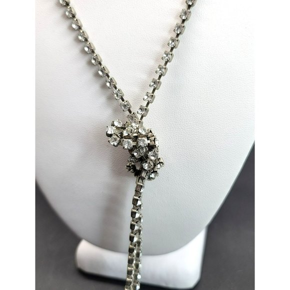 Vintage Rhinestone Strand Clear and Silver Tone for Necklace or Crafting PR179 - Picture 1 of 11